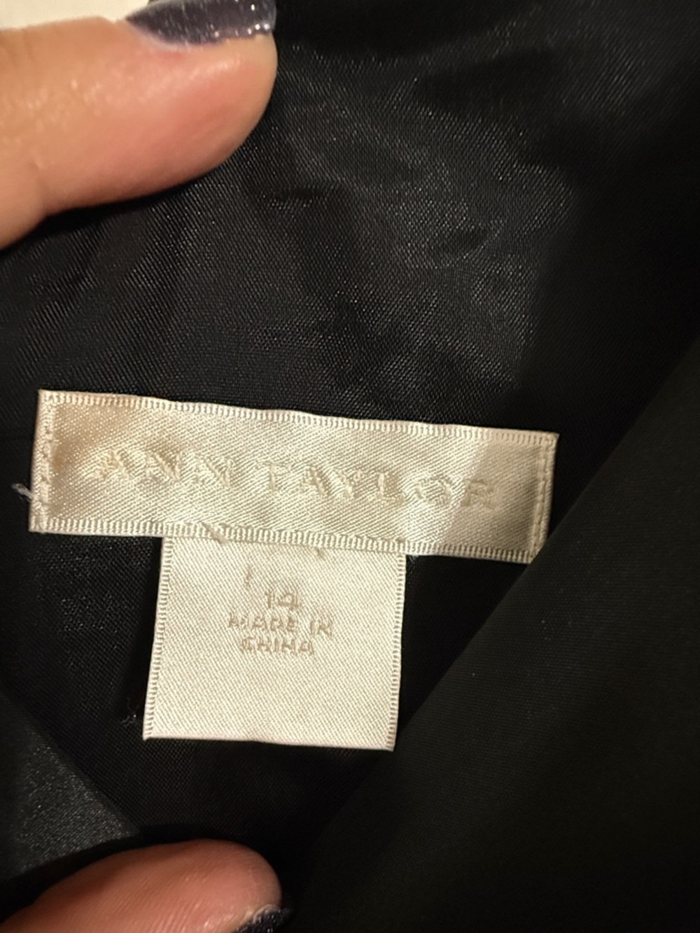 Ann Taylor Black Satin V-Neck A-Line Dress - Picture 2 of 3
